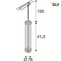 SLV LED 1-Phasen-Pendelleuchte QUIMERA PHASE, 8W 2700K 320lm, CRi >90, dimmbar, gebürstet messing