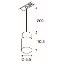 SLV 1- Luminaire  suspension monophas PURI 2.0 - TUBE cylindrique GU10 IP20, blanche gradable
