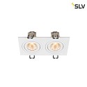 SLV LED Deckeneinbauleuchte NEW TRIA® 155 PHASE, quadratisch, 2-flammig, dimmbar, starr, 13.6W 2700K 1220lm 38°, weiß