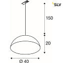 SLV 1-Phasen Pendelleuchte FORCHINI M 40 TRACK, E27 max. 40W, matt schwarz / matt gold, Adapter schwarz