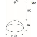 SLV 3-Phasen Pendelleuchte FORCHINI M 40 TRACK, E27 max. 40W, matt schwarz / matt gold, Adapter schwarz
