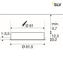 SLV ceiling recessed luminaire MEDO® 60 FRAME rigid, for VDU workstation, with frame, CCT Switch, switchable IP20, white 