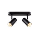 SLV Lampada da parete e soffitto NOBLO DOUBLE PHASE 2-Lampadine, rotondo IP20, nero dimmerabile