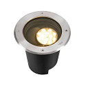 SLV LED Boden-Einbauleuchte DASAR L, IP65/IP67 IK10, rund,  20cm, 19W 3000K 1800lm 70/40, neigbar, DALI dimmbar, Edelstahl