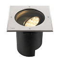 SLV LED Boden-Einbauleuchte DASAR L, IP65/IP67 IK10, eckig, 20x20cm, 19W 3000K 1800lm 70/40, neigbar, DALI dimmbar, Edelstahl