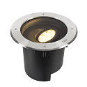 SLV LED Boden-Einbauleuchte DASAR XL, IP65/IP67 IK10, rund,  27cm, 27W 3000K 1800lm 70/40, neigbar, DALI dimmbar, Edelstahl