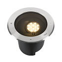SLV LED Boden-Einbauleuchte DASAR XL, IP65/IP67 IK10, rund,  27cm, 27W 3000K 1800lm 70/40, neigbar, DALI dimmbar, Edelstahl