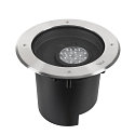 SLV LED Boden-Einbauleuchte DASAR XL, IP65/IP67 IK10, rund,  27cm, 27W 3000K 1800lm 70/40, neigbar, DALI dimmbar, Edelstahl