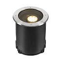 SLV LED Boden-Einbauleuchte DASAR XL, IP65/IP67 IK10, rund,  27cm, 27W 3000K 1800lm 70/40, neigbar, DALI dimmbar, Edelstahl