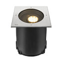 SLV LED Boden-Einbauleuchte DASAR XL, IP65/IP67 IK10, eckig, 27x27cm, 27W 3000K 1800lm 70/40, neigbar, DALI dimmbar, Edelstahl