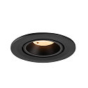 SLV ceiling recessed luminaire NUMINOS GIMBLE S round, suitable for VDU workstation IP20, black, lacquered dimmable