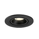 SLV ceiling recessed luminaire NUMINOS GIMBLE S round, suitable for VDU workstation IP20, black, lacquered dimmable