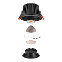SLV ceiling recessed luminaire NUMINOS XL round, suitable for VDU workstation IP20, black, lacquered dimmable