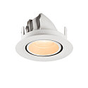 SLV ceiling recessed luminaire NUMINOS GIMBLE XS round, suitable for VDU workstation IP20, white, lacquered dimmable