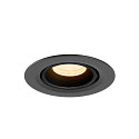 SLV ceiling recessed luminaire NUMINOS GIMBLE XS round, suitable for VDU workstation IP20, black, lacquered dimmable
