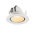 SLV LED Deckeneinbaustrahler NUMINOS GIMBLE XS, rund, 6,9W, IP20, dimmbar, 20, 3000K, 950lm, wei