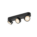 wall and ceiling luminaire KALU 2.0 3 flames, suitable for VDU workstation IP20, black, lacquered dimmable