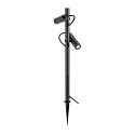 SLV Outdoor LED-Stehleuchte HELIA SLIM POLE DOUBLE, IP65 IK03, Erdspie�-Stativ + Steckerkabel, 2x 6W 2200K 500lm 38�, schaltbar