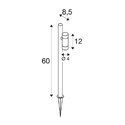 SLV Outdoor LED-Stehleuchte HELIA SLIM POLE SINGLE, IP65 IK03, Erdspie�-Stativ + Steckerkabel, 6W 2200K 500lm 38�, schaltbar