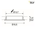 SLV LED Recessed luminaire DL 126 LED, round, 3W, warmwhite, 12V, metal brushed