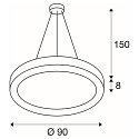 SLV LED Pendant luminaire MEDO RING 90 LED, 58W, 105°, 3000K, white SLV LED Pendant luminaire MEDO RING 90 LED, 58W, 105°, 3000K, white