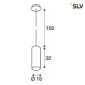 SLV Pendant luminaire ENOLA, Ø 10cm / L 32cm, E27 A60 max. 60W, aluminium, white