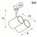 SLV Projecteur triphasé BIMA 2 GU10 adaptateur triphasé inclus GU10, Gris argent