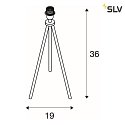 SLV Tischleuchte FENDA II, TRIPOD, E27, mit Schnurschalter, ohne Schirm, Schwarz