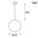 SLV Luci a sospesione ROTOBALL 25 PD piccolo, rotondo, con diffusore E27 IP20, argento-grigio dimmerabile