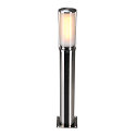 Luce con piedistallo BIG NAILS cilindrico, breve, con diffusore E27 IP44, acciaio inossidabile dimmerabile