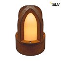 SLV Luce con piedistallo RUSTY® CONE 24 rotondo E14 IP54, ruggine dimmerabile