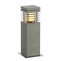 Luce con piedistallo ARROCK GRANITE 40 angolare, con diffusore E27 IP44, acciaio inossidabile, grigio, sale e pepe dimmerabile