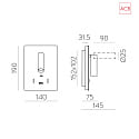 ACB LED Wandleuchte MANAT 16/3568, 12W, 3000K, 970lm + 3W, 3000K, 285lm, IP20, zwei Schalter, verstellbar, mit USB-C, schwarz