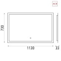 ACB LED wall mirror AMANZI 16/3596-113, IP44, 73 x 113cm, CRi >90, with touch switch, 61W 3000K 4316lm