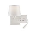 wall luminaire HOLD 16/3664 with switch, with USB connection, right E27 IP20, white