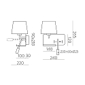 Luminaire mural HOLD 16/3664 avec interrupteur, avec connexion USB, droite E27 IP20