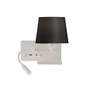 Luminaire mural HOLD 16/3664 avec interrupteur, avec connexion USB, gauche E27 IP20, blanche