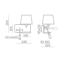 ACB wall luminaire HOLD 16/3664 with switch, with USB connection, left E27 IP20, white ACB wall luminaire HOLD 16/3664 with switch, with USB connection, left E27 IP20, white
