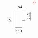 ACB Luminaire mural PIPE 16/3986 IP20, noir