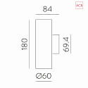 ACB Lampada da parete PIPE 16/3986-2 2-Lampadine IP20, nero
