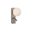 wall luminaire KIN 16/8169 with USB connection, adjustable IP20, nickel matt, opal