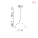 ACB Pendelleuchte TIGA 3707/25, E27, max. 15W, IP20, schwarz