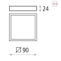 ACB LED Deckenleuchte ROKU 3436/9, extra flach, 9 x 9cm, weiß, 6W 4000K 420lm 90°