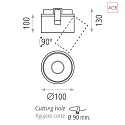 ACB Plafoniera APEX 3538/10 girevole IP20, Nero 