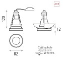 ACB Recessed luminaire EINAR 3558/8 with collar cover, GU10 max. 10W (LED), white