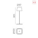 LED Akku-Tischleuchte STROLL 8218, 3W, 2700/3200/4000K, 180lm, IP65, inkl. Akku, mit Touch Schalter, stufenweise dimmbar, inkl. 