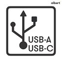 socket USB-A + USB-C (NO 4417 /-19) 2-fold, with USB connection, with cover, grey, black