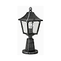 Pedestal luminaire Country style squareType No. 0540, height 45cm, IP44, E27, cast alu / hollow glass clear, black