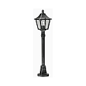 Path light Country style square Type No. 4128, height 85cm, IP44, E27, cast alu / hollow glass clear, black