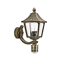 Outdoor Wall luminaire Country style square Type No. 1822 with motion sensor, IP44, E27, cast alu, glass, brown brass matt